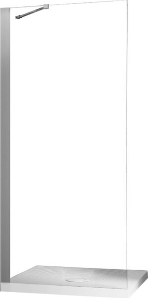 Parete Doccia Walk-In in Cristallo Trasparente 6mm H190 Fosterberg Herning 17 cm