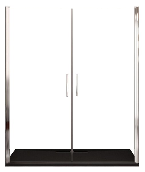 Porta Parete Doccia 140 cm 2 Ante Battenti in Cristallo Trasparente 6mm H195 Bonussi Alexia