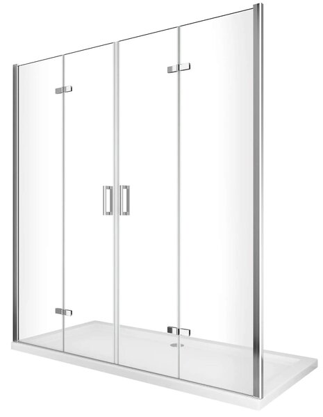 Porta Parete Doccia 140 cm 2 Ante a Libro in Cristallo Trasparente 6mm H190