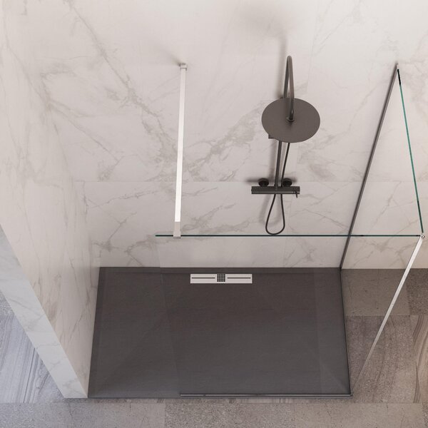 Box Doccia Parete Walk-In 70x70 cm 2 Lati in Cristallo Trasparente 8 mm H195 Bonussi Aurore