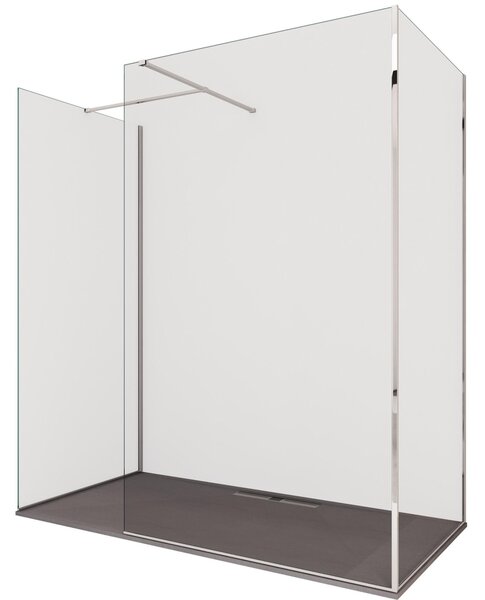 Box Doccia Parete Walk-In 70x70x70 cm 3 Lati in Cristallo Trasparente 8 mm H195 Bonussi Three
