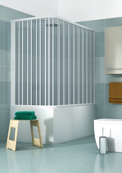 Sopravasca Paratia 2 Lati 1 Anta a Soffietto Apertura Angolare In PVC H150 Caldoni Komet 70x140 cm