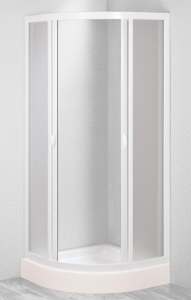 Box Doccia Semicircolare 80x80 cm 2 Ante Scorrevoli in Acrilico 2,2 mm H185 cm Dorini Bianco