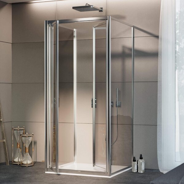 Box Doccia 3 lati 2 Ante Battenti in Cristallo Trasparente 4-6mm H185 Fosterberg Skagen 70x70x70 cm