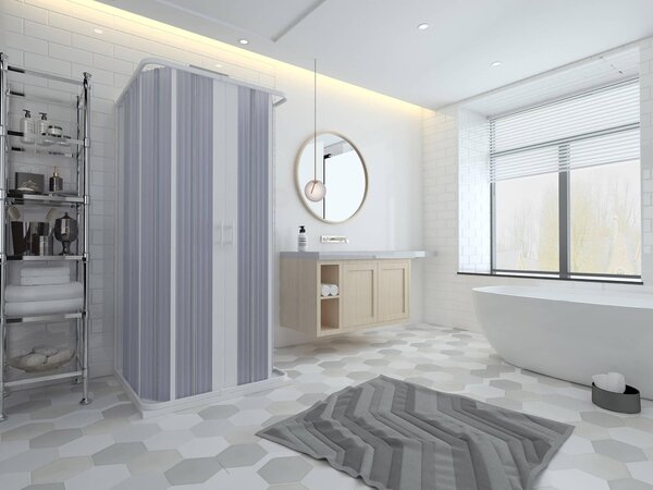 Box Doccia 3 Lati 2 Ante a Soffietto in PVC Apertura Centrale H185 cm Dorini Bianco 80x80 cm
