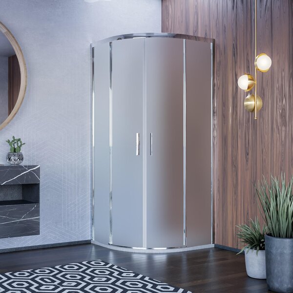 Box Doccia Semicircolare 2 Ante Scorrevoli in Cristallo Acidato 6mm H195 Bonussi Lucy 90x90 cm