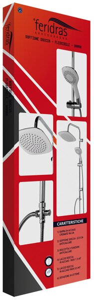Set Colonna Doccia Soffione Doccetta e Laccio Cromato e Bianco