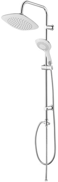 Set Colonna Doccia Soffione Doccetta e Laccio Cromato e Bianco
