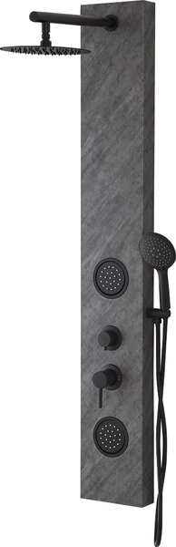 Colonna Doccia Idromassaggio in Acciaio Effetto Pietra Black Stone