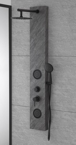 Colonna Doccia Idromassaggio in Acciaio Effetto Pietra Black Stone