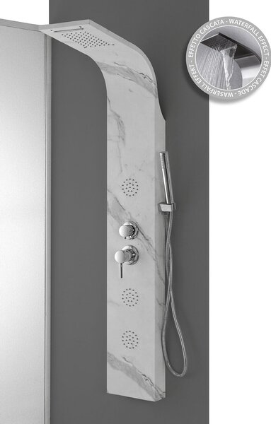 Colonna Doccia Idromassaggio Getto a Cascata in Acciaio Effetto Marmo