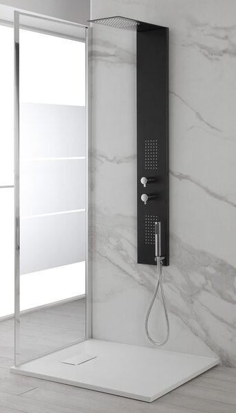 Colonna Doccia Idromassaggio in Acciaio Top Slim Nero Opaco