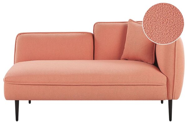 Chaise longue Destra in poliestere rosa pesca con cuscino e gambe metallo da salotto Beliani