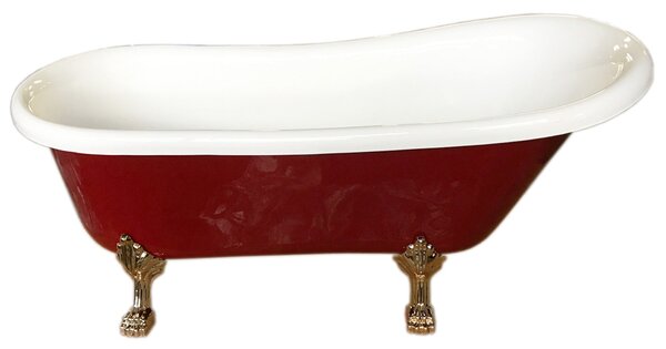 Vasca da Bagno Tradizionale Ellittica 170X80 cm Piedi Dorati Carnelli Margherita Bordfeaux