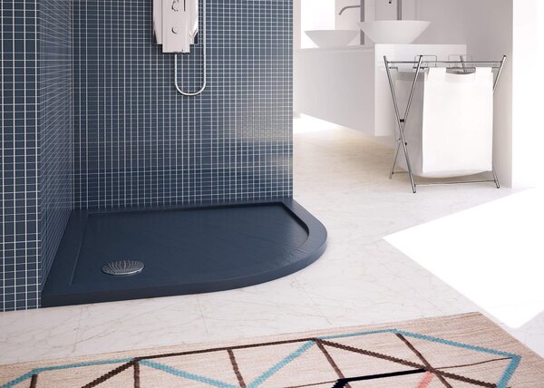 Piatto Doccia Semicircolare in Acrilico Fosterberg Floret 4 Antracite 80x80 cm