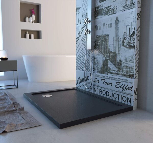 Piatto Doccia 75x75 cm in Acrilico Fosterberg Floret 2 Antracite