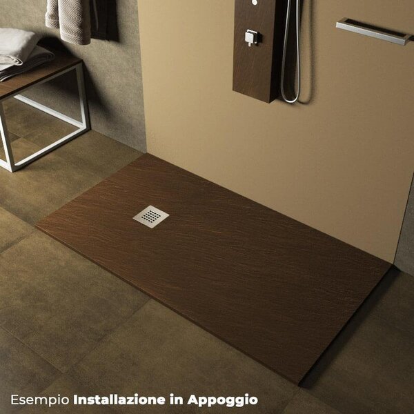 Piatto Doccia in Pietra Pedrinelli Ardesia Stone Side Marrone 70x90 cm