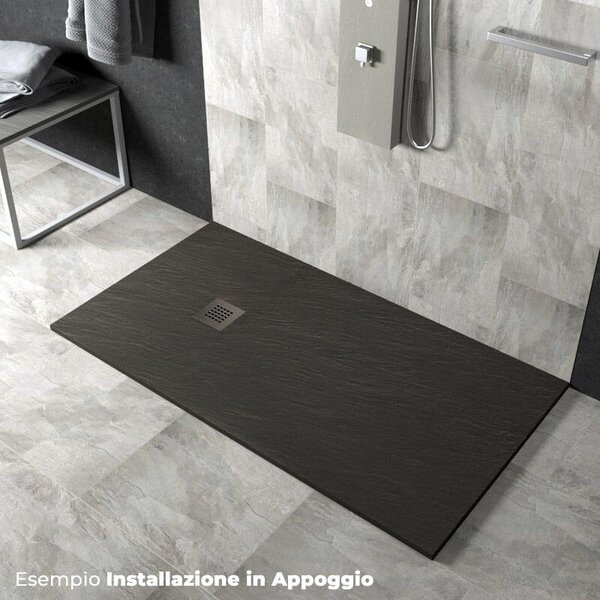 Piatto Doccia in Pietra Pedrinelli Ardesia Stone Side Grigio Scuro 70x90 cm