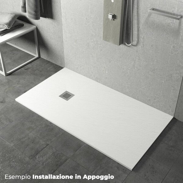 Piatto Doccia in Pietra 80x100 cm Pedrinelli Ardesia Stone Side Bianco