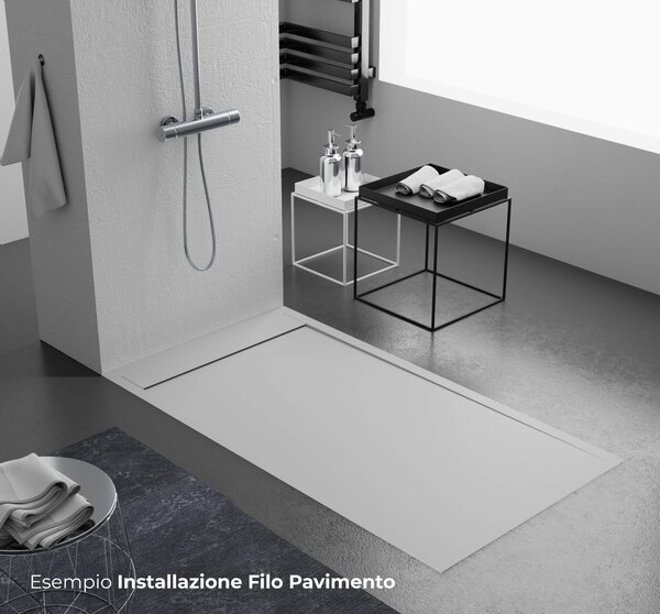 Piatto Doccia in Pietra Bonussi Kamet Grigio Chiaro 70x100 cm