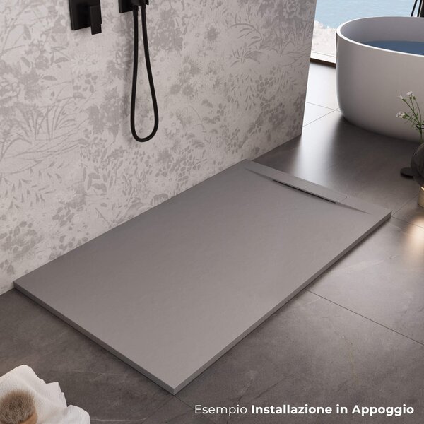 Piatto Doccia in Pietra 80x180 cm Bonussi Ardesia Calcutta Grigio Chiaro