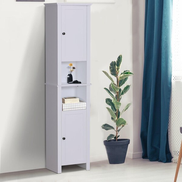Mobile a Colonna da Bagno Salvaspazio 6 Ripiani Legno Bianco 40x30x170 cm