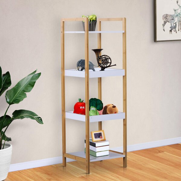 Scaffale Portaoggetti in Legno 32x30x100 cm Naturale e Bianco