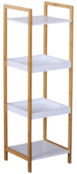Scaffale Portaoggetti in Legno 32x30x100 cm Naturale e Bianco