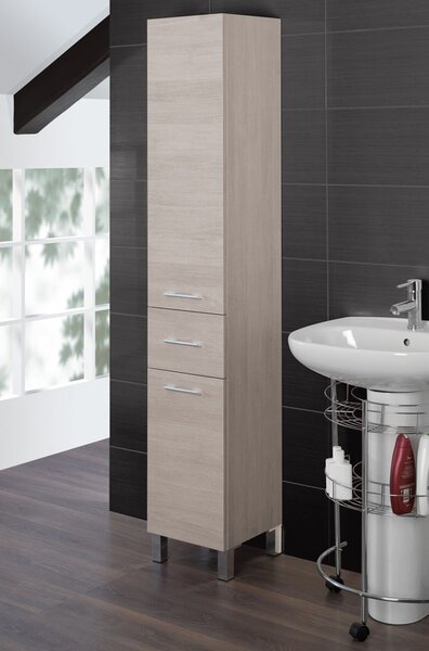 Mobile da Bagno Colonna Porta Asciugamani 33 Cm Rovere Chiaro