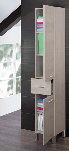 Mobile da Bagno Colonna Porta Asciugamani 33 Cm Rovere Chiaro