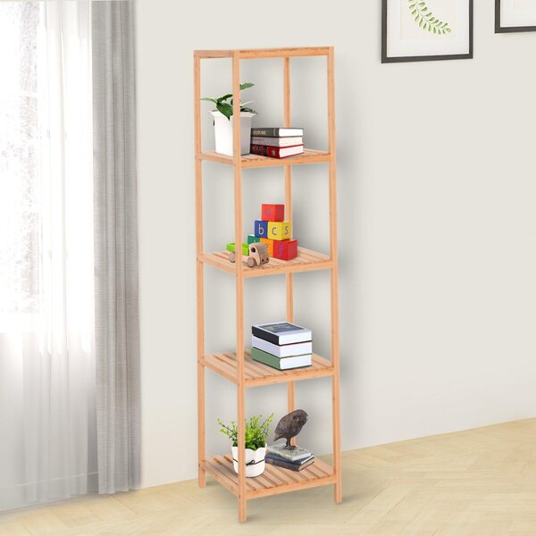 Scaffale Portaoggetti in Bambù a 5 Ripiani 36x36x145 cm