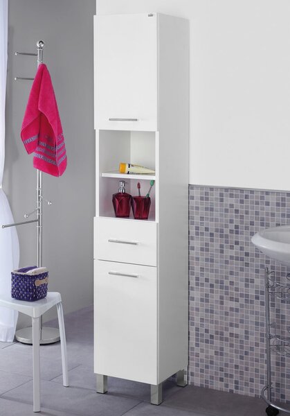 Mobile da Bagno Colonna Porta Asciugamani 33Cm Laccato Bianco