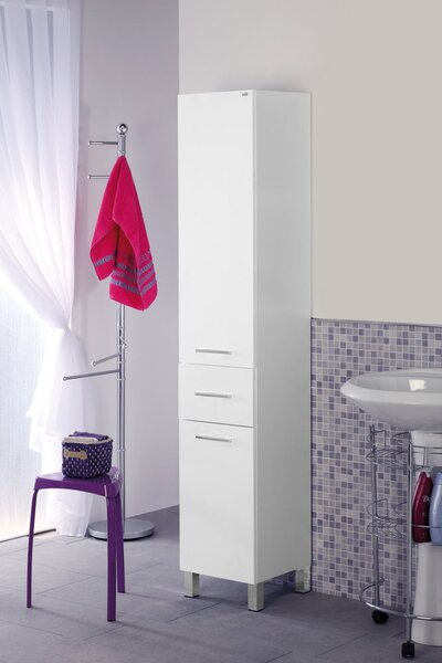 Mobile da Bagno Colonna Porta Asciugamani 33 Cm Laccato Bianco