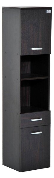 Mobile a Colonna da Bagno in Legno Marrone scuro 30x29x135 cm