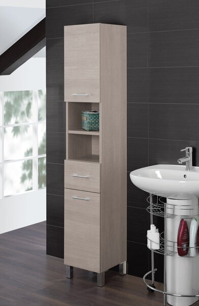 Mobile da Bagno Colonna Porta Asciugamani 33Cm Rovere Chiaro