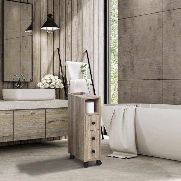 Mobiletto a Colonna da Bagno 18x30x68,5 cm in Legno Rovere