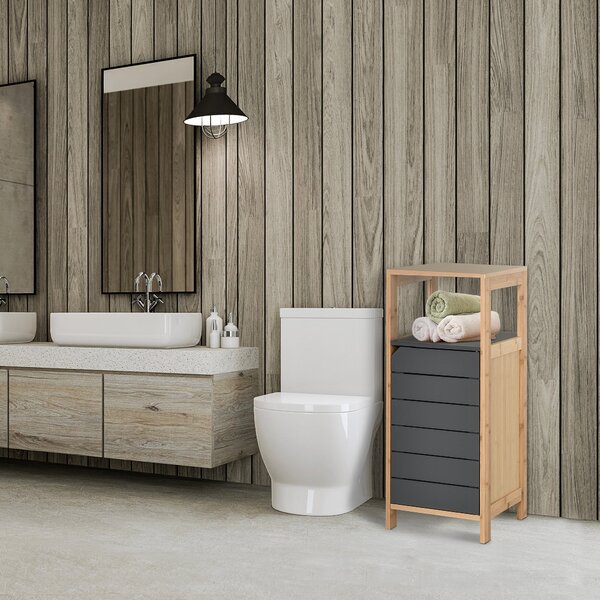 Mobile a Colonna da Bagno 32x30x80 cm Bambù e Grigio