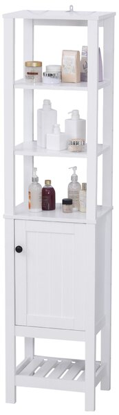Mobile Alto da Bagno 1 Anta 4 Ripiani 40x35x164 cm in Truciolare Bianco