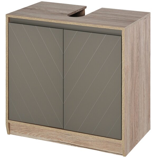 Mobile Sottolavello da Bagno 2 Ante 60x30x60 cm Grigio e Rovere