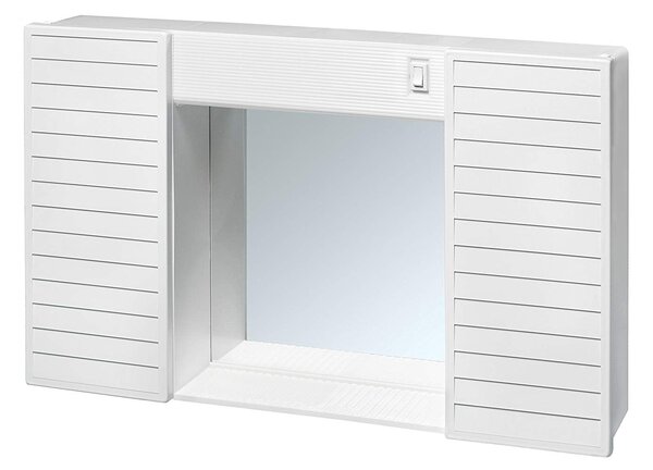 Mobiletto Specchiera da Bagno 2 Ante in PVC 58x37x12cm con Luce Forlani Funny Bianco