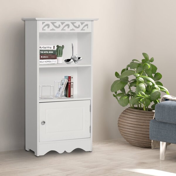 Mobiletto da Bagno in 40x23x80 cm Floreale Bianco