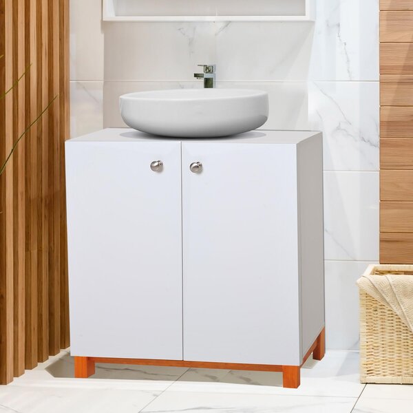 Mobiletto da Bagno Sotto Lavabo in Legno Bianco 60x30x60 cm
