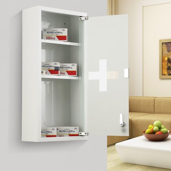 Armadietto Medicinali in Acciaio 3 Ripiani e 2 Chiavi 27x57x12 cm Health