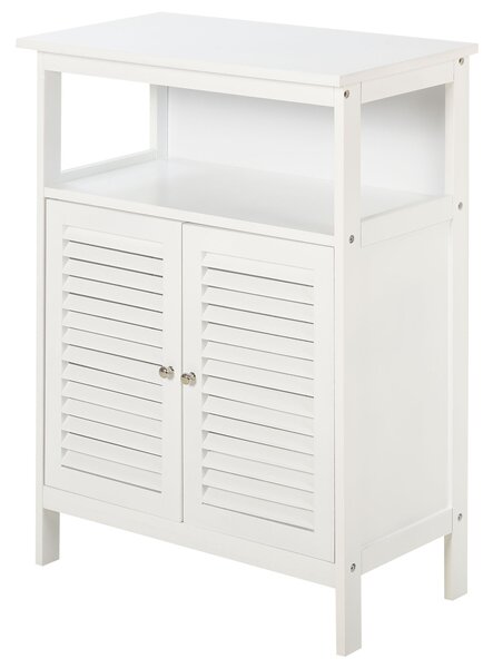 Mobiletto Bagno 2 Ripiani 2 Ante 60x30x81,6 cm in MDF Bianco