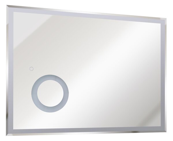 Specchio da Bagno con Illuminazione a LED e Interruttore Touch in Vetro e Alluminio 80x3x60 cm