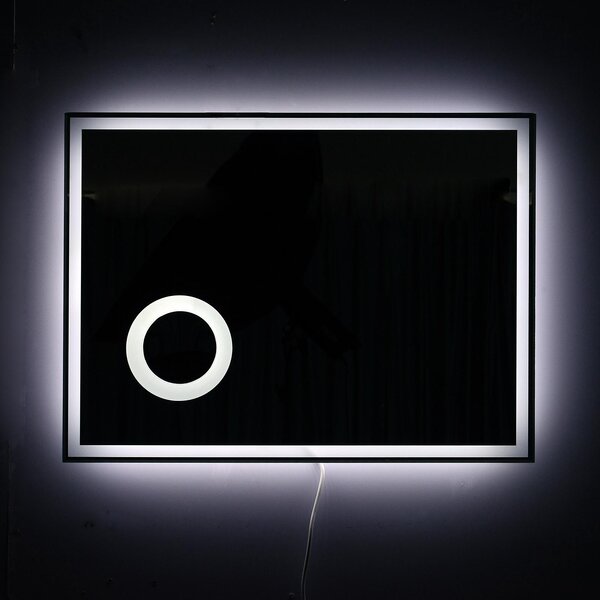 Specchio da Bagno con Illuminazione a LED e Interruttore Touch in Vetro e Alluminio 80x3x60 cm