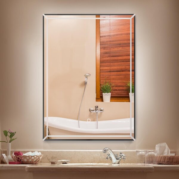 Specchio da Bagno con Illuminazione a LED e Interruttore Touch in Vetro e Alluminio 50x3x70 cm