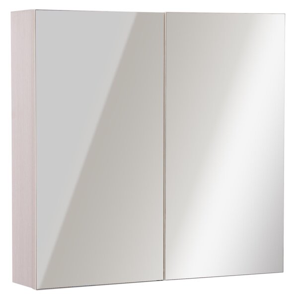 Specchiera da Bagno 2 ante e 3 Ripiani in Legno Rovere 63x60x13.5 cm