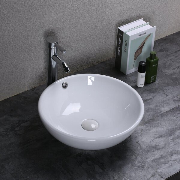 Lavabo da Appoggio in Ceramica Smaltato Design Moderno Bianco 42x42x14 cm