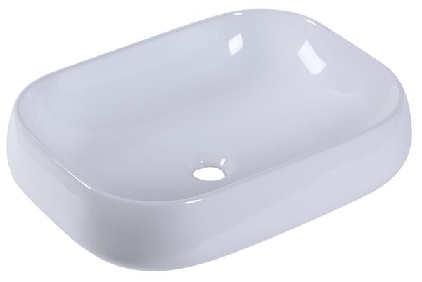 Lavabo da Appoggio Rettangolare in Ceramica Smaltata Bianco 56x42x14.5 cm